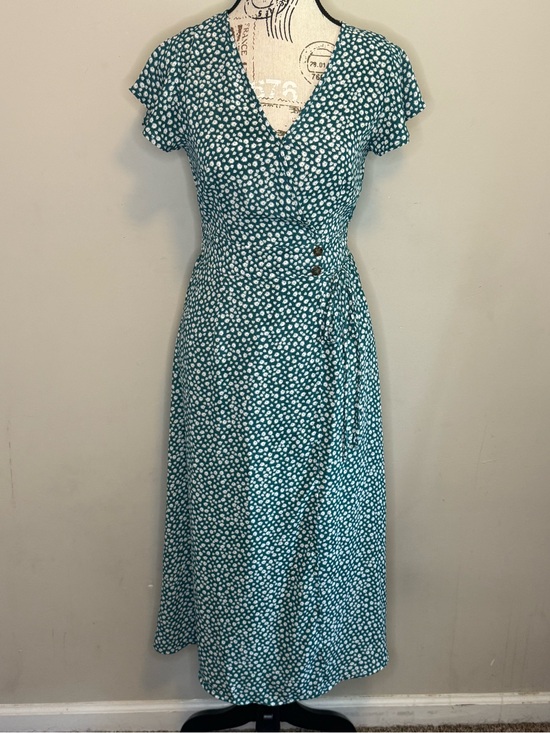 Sienna Sky Dresses & Skirts - Sienna Sky Teal and White Dot Wrap Midi Dress - Size XS